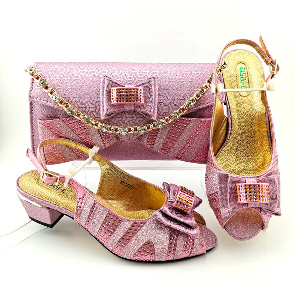 Elegant Ladies Party Shoe and Bag Set with Narrow Band Detail - Stylish Pumps for Women